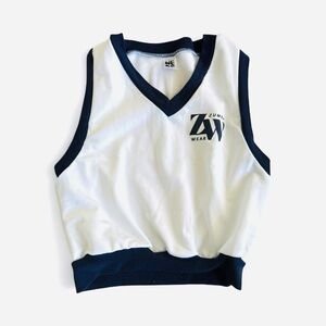 Zumba Fitness White and Navy crop sweatshirt vest